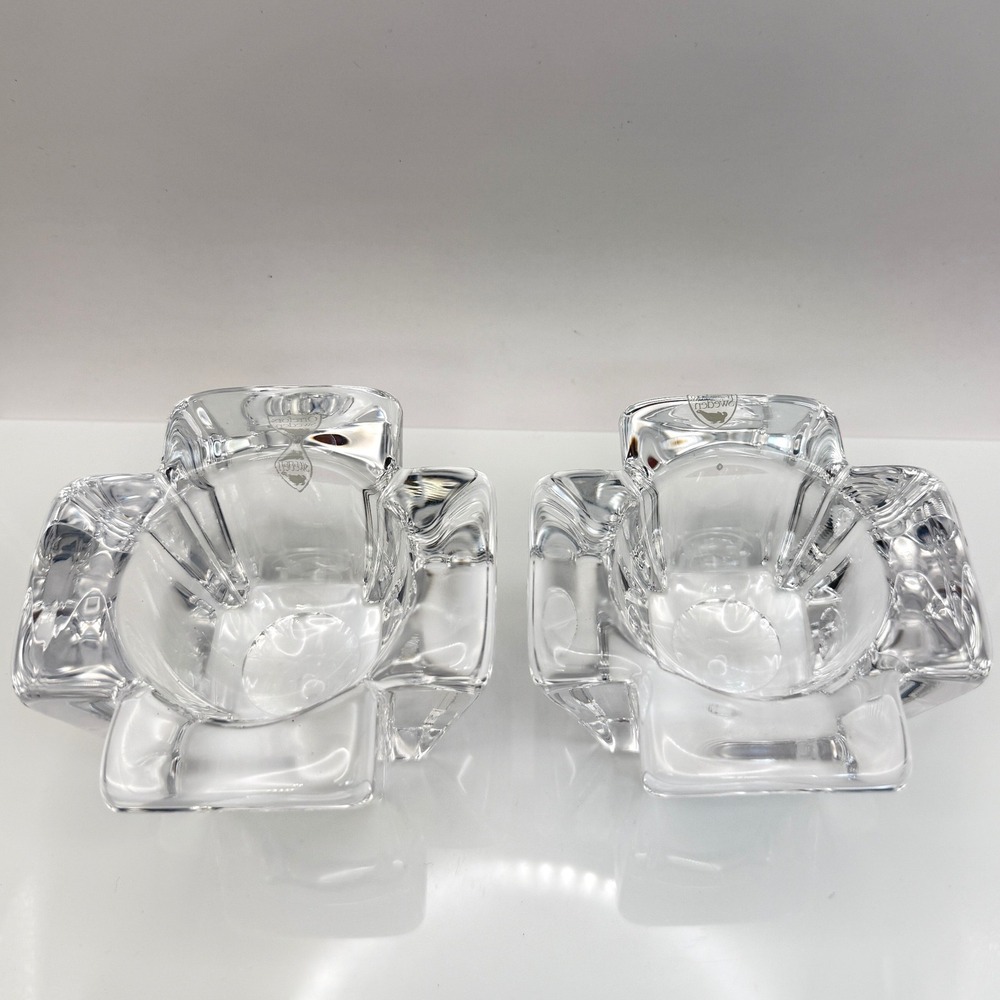 Vintage Orrefors Max Crystal Cross Votive Tealight Holders Pair Anna Ehrner - Picture 3 of 16
